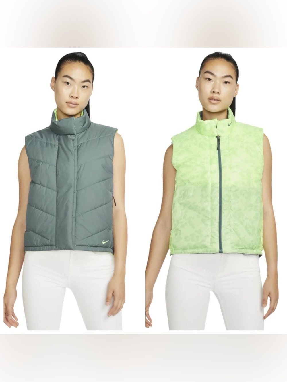 Nike Women's Therma FIT Repel Reversible Puffer Vest in Green